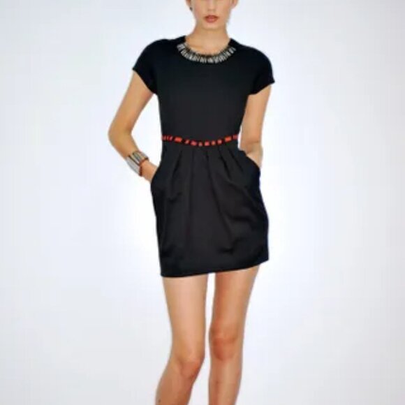 Vena Cava Resort 2010 Safety Pin Beaded Pleated Pockets Mini Dress - Picture 1 of 15